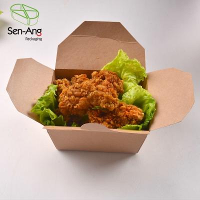 China Recyclable SenAng03 Take Food Boxes Packaging Multi Compartment Kraft Paper Takeaway Box Out Fast for sale