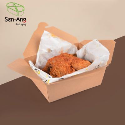 China Recyclable SenAng03 Rectangular Container Large Capacity Kraft Takeaway Paper Box Food Box Packaging Box for sale