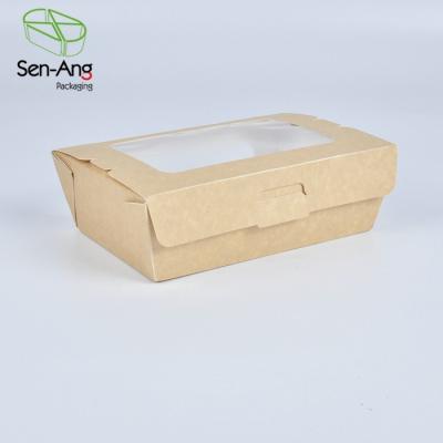 China Disposable Senang03 Popular Design Packaging 8X8x25 Kraft Paper 2 Compartment Lunch Biscuit Packing Box With Window for sale