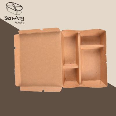 China Recyclable SenAng03 In Stock Disposable Lunch Paper 2 3 4 5 Takeaway Kraft Box With Compartments for sale