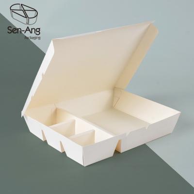 China Recyclable SenAng03 Hot Style Leak Proof Kraft Lunch Takeaway Paper Compartment Fast Food Packing Box With for sale