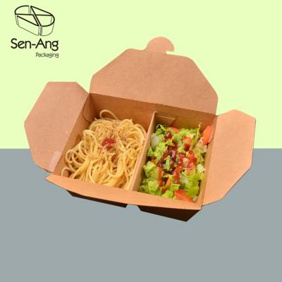 China Recyclable SenAng03 High Quality Disposable Paper 2 Compartment Takeaway Box For Lunch for sale