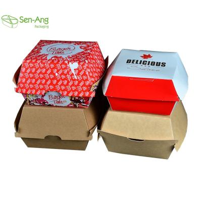 China Recyclable SenAng03 Top Fashion Custom Take Away Kraft Hamburger Packaging Box Food Grade Cardboard 6 Inch Paper Square Cup for sale