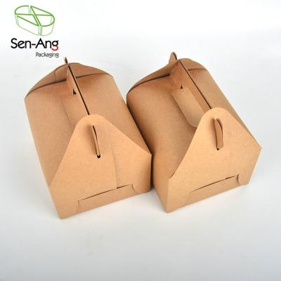 China Recyclable SenAng03 Recycle Wholesale Macaron Boxes Kraft Paper Boxes Cake Box With Handle for sale