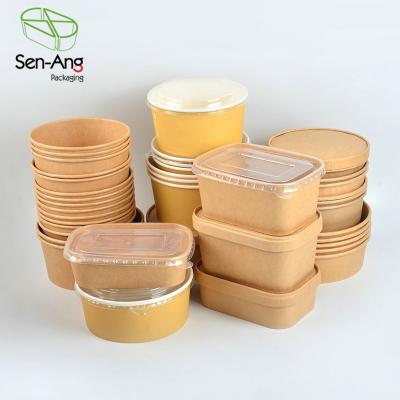 China Recyclable SenAng03 Eco Friendly Kraft Custom Disposable Paper Salad Bowl for sale