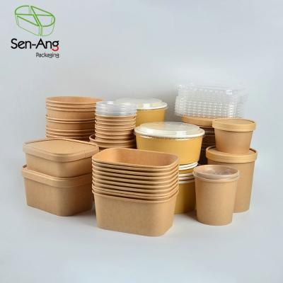 China Recyclable SenAng03 Factory Direct Sale Custom Print Paper Bowls Salad Bowl Kraft for sale