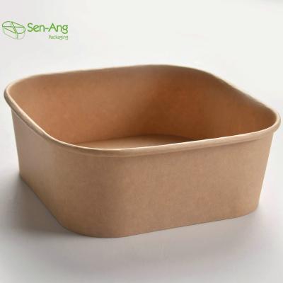 China Recyclable SenAng05 Best Price Bento Box Kraft Paper Square Thicken Paper Bowl for sale