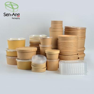 China Eco friendly disposable customizable SenAng03 ot Style Waterproof And Thickened Disposable Bagasse Eco Friendly Kraft Paper Take Away Box Salad Mixing Bowl for sale