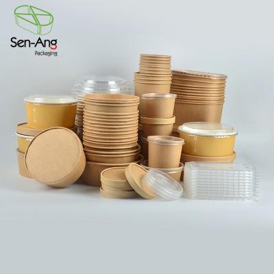 China Eco friendly disposable customizable SenAng03 New Design Square Kraft Soup Packing Paper Container Disposable Customizable Salad Bowl Eco Friendly With Lid for sale