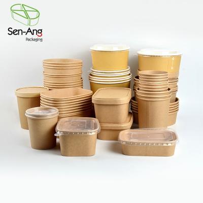 China Eco friendly disposable customizable SenAng03 Disposable Away Pp Takeway Way Takeaway Take Set Pfas Free Pulp Salad Bowl Out Kraft Paper for sale