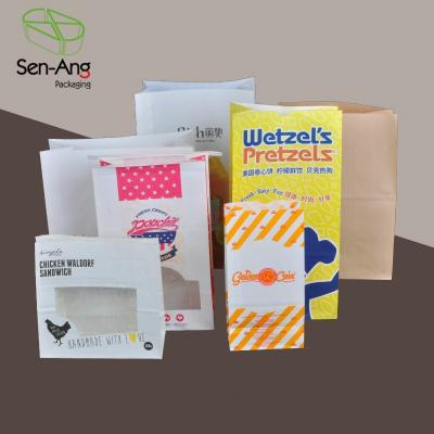 China Recyclable SenAng03 Disposable Brown Kraft Takeaway Gift Printed Paper Bag White Without Handle for sale