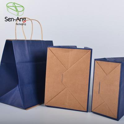 China Recyclable SenAng03 Customize Cooky Window Clear Toast Custom Kraft Own Black Your Logo Brown Craft Paper Bag With Handles for sale