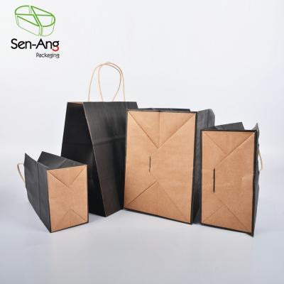 China Recyclable SenAng03 Standing Tea Roll Paper Bag With Window Up Pouch Brown Stand Square Bottom Shopping Your Own Logo White Kraft for sale