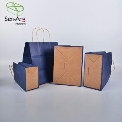 China Recyclable SenAng03 Disposable China Fashion Shopping Brown Kraft Custom Paper Bag Luxury With Your Own Logo for sale