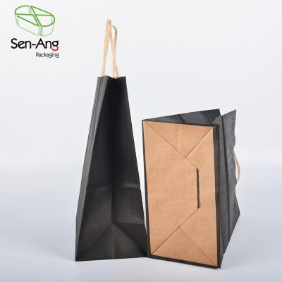 China Recyclable SenAng03 Washable Printed Plastic Papertoast Packing Clear Window Kraft Box Paper Bag With Handle Custom for sale