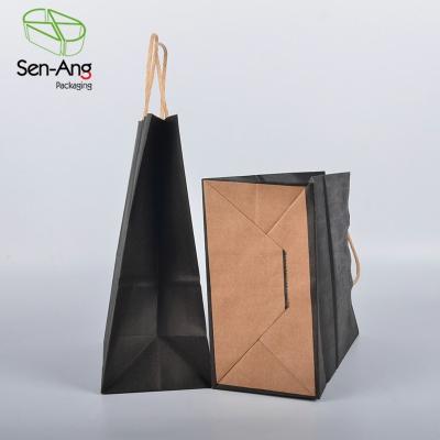 China Recyclable SenAng03 Reflective Recyclable Standing Paper Bag Kraft Up Pouch Brown Shopping Handle Custom Szie Logo for sale