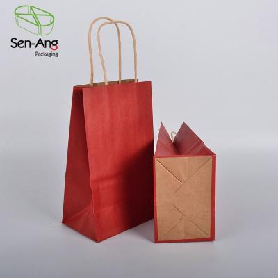 China Recyclable SenAng03 Factory Wholesale Recycl Brown Shop Papertoast Custom With Own Logo White Card Kraft Paper Bag for sale