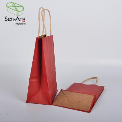 China Recyclable SenAng03 Reuse Buy Shop Custom Logo Handle Customized Eco Friendly Brown Shopping Food Takeaway Kraft Paper Bag Wholesale for sale