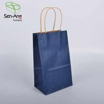 China Recyclable SenAng03 Handle Recycl Custom Logo Handle Gift Full Recyclable Standing Wine Paper Grocery Bags Up Pouch Brown Kraft for sale