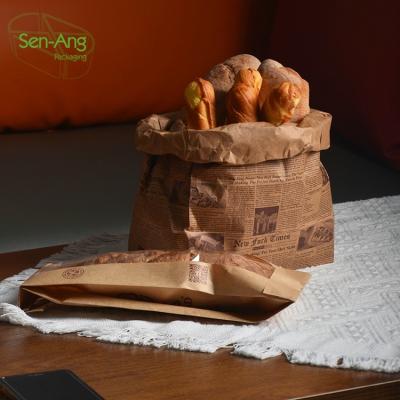 China Recyclable SenAng03 Free Shipping Papertoast Size Kraft Paper Packing Pack Window Disposable Bread Bag Take Way Cake Box for sale