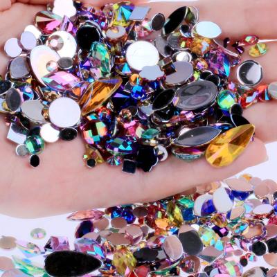 China Flatback Mixed Size Face Decoration Flat Back Acrylic Gems Non Hot Fix Rhinestone Shinny Face Stones for sale