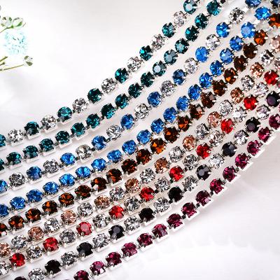 China Flatback Women Crystal Rhinestone Cup Chain With Gold Claw Bead Sewing On Rhinestone Cup Chain for sale