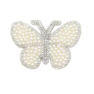 China Latest Flatback Design Pearl Patch Elephant Crown Bow Heart Star Crystal Rhinestone Patches Iron On Applique for sale