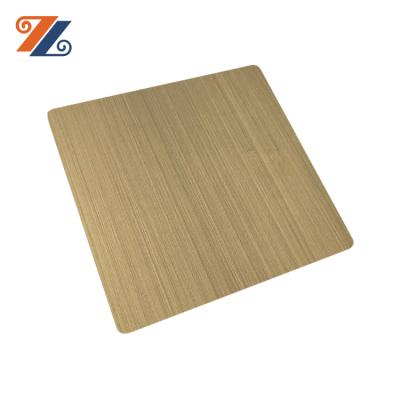 China Wall Decoration China 201 304 Anti-fingerprint Stainless Steel Process 4x8 0.3mm Sami-matte Antique Brass Hairline Metal Sheet For Decoration for sale