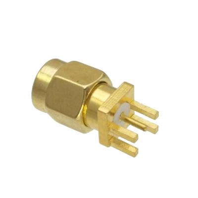 China SMA Male Plug Solder Edge PCB Clip Mount RF Connector 1.6mm Spacing for sale