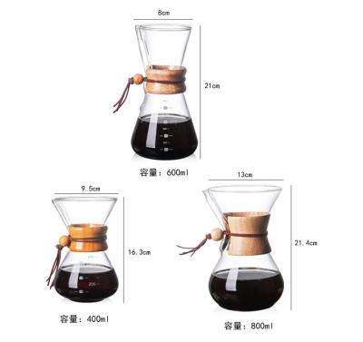 China Wholesale Large Capacity 800ml Borosilicate Glass Drip Coffee Pot Filter Top Pour Over Coffee Server for sale