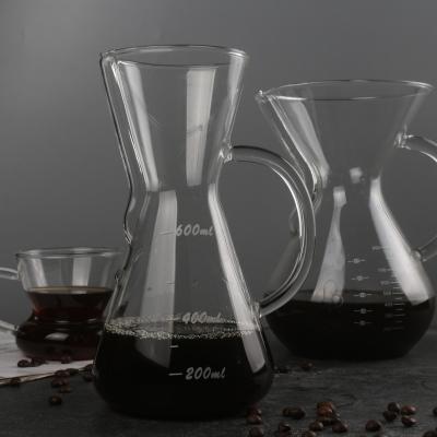 China Hot Selling High Temperature Handmade Glass Sustainable Coffee Pot Funnel Filter Silica Gel Wooden Rubber Tea and Coffee Pot for sale