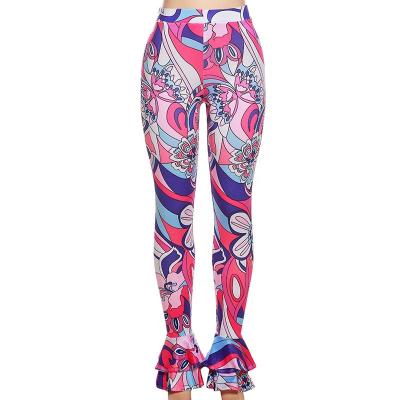 China New Printing Women's QUICK DRY Digital Tight Waist Lift Casual Pants for sale