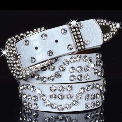 China ALLOY BB Rhinestone Belts Shiny Crystal Unisex Men &Women Western Hiphop Cowboy Belts Rhinestone Studded Belt for sale