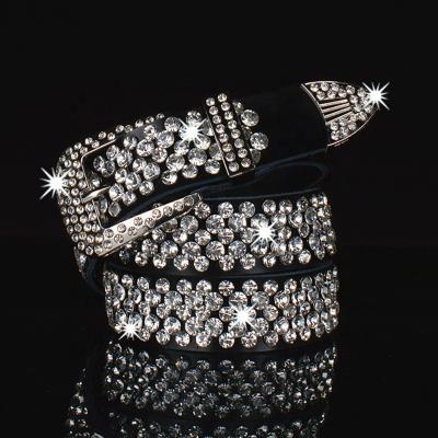 China ALLOY BB Rhinestone Belts Shiny Crystal Unisex Men &Women Western Hiphop Cowboy Belts Rhinestone Studded Belt for sale