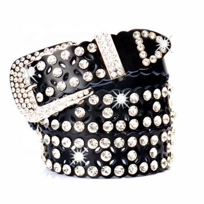 China ALLOY BB Rhinestone Belts Shiny Crystal Unisex Men &Women Western Hiphop Cowboy Belts Rhinestone Studded Belt for sale