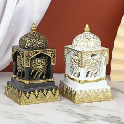 China Luxury Incense Bukhoor Incense Burner Middle East Ramadan Decor Censer Holder Resin Censer Leaf Shape Chinese Creative Arabic Home Decor for sale