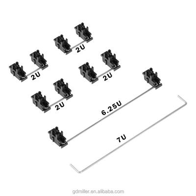 China Factory Price PCB Plate Mount Mechanical Stabilizers with Black Housing and Silver Plated Wire Stainless Steel for Mechanical Keyboard for sale