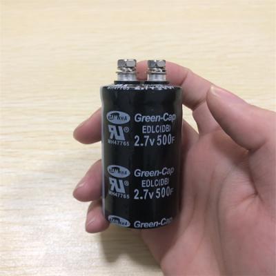 China New Spot 2.7V 500F 2.7V500F 2pin Green-HAT EDLC Farad Capacitor General Purpose Supply 2.7V 500F 35X60 Super Quality Assurance for sale