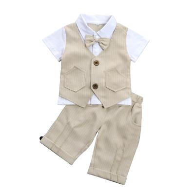 China Breathable Fashional Designed 95% Cotton Short Sleeve Wedding Birthday Suite Baby Boy Suits for sale