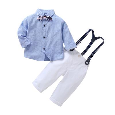 China Factory Sale Bow Tie Long Sleeve Kids Anti-Shrink Direct Detachable Gentleman Dress Formal Set Dress For Baby Clothes Fits Boy for sale