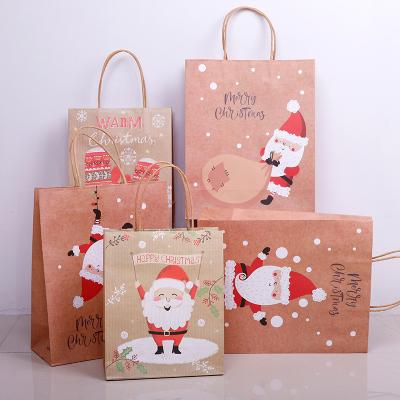 China Recyclable Christmas Gift Bag Handbag Creative Christmas Tote Bag Exquisite Christmas Tree Jars Kraft Paper Bags Customized Bags for sale