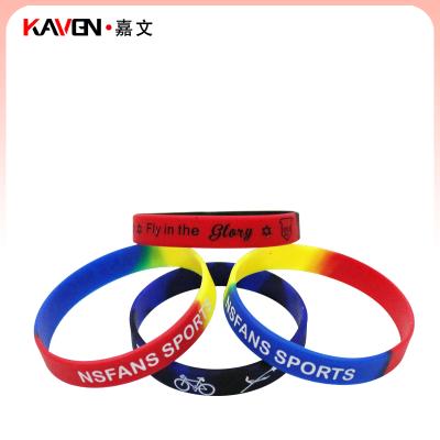 China China Silicone Wristbands Wristbands Customized Logo Embossed Printed in Swirled Color for Advertising for sale