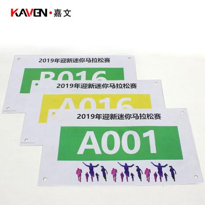 China Custom Marathon Race Numbers Bib Tyvek Paper Running Bibs Waterproof With Free Pins for sale