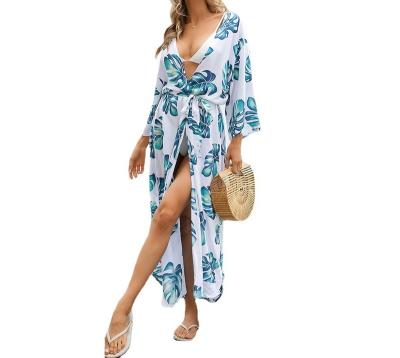 China Hot Breathable Women Floral Print 3pcs Bandage Swimwear Swimsuit Bikini With Cover Up Dress Bathing Suit Beach Wear for sale