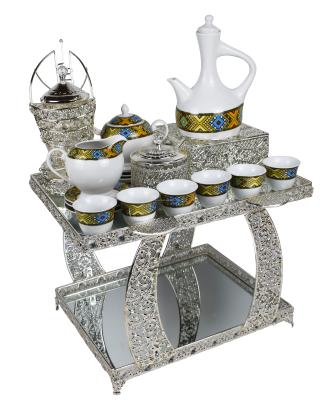 China Customized viable hot sale habesha metal rekebot tea table with ethiopian coffee set for sale