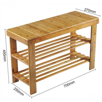 China 2 Tier Storage Eco-Friendly Organizer For Bamboo Shoe Rack Bench Shoe Stool Product Shoe Rack Bamboo Shelf for sale