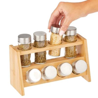 China Sustainable Bamboo Spice Rack In-Drawer Kitchen Drawer Tray Organizer Cabinet Spice Storage Shelf 2-Tier for sale