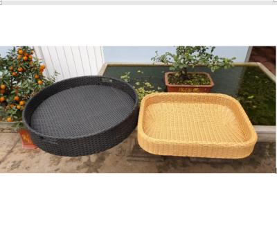 China Simple Luxury Rattan Woven Serving Tray - Rattan Floating Tray for Pool Serving Drinks, Brunch, Food on Water for sale