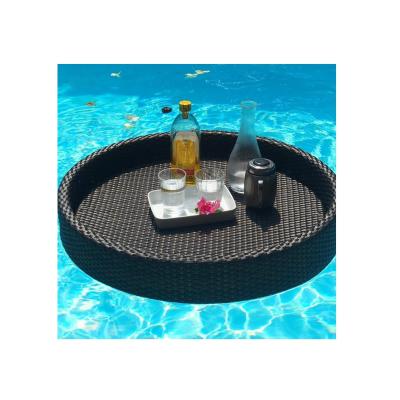 China Single Luxury Floating Outdoor Serving Serving Poolside Rattan Water Basket Breakfast Water Basket - Poly Floating Tray Bali Style for sale