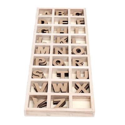 China Europe Wooden Craft Letters 104Piece Wooden Letters With Storage Tray Set For Home Decor Kids Learning Toy for sale